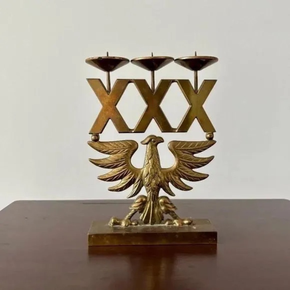 Vintage Brass Renaissance-Style Eagle Candelabra 8 3/4" Tall